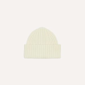 Ecru Lambswool Ribbed Knit Cap