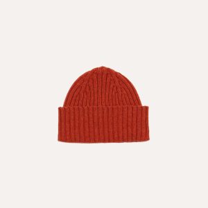 Rust Lambswool Ribbed Knit Cap