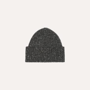 Grey Donegal Ribbed Merino Knit Cap