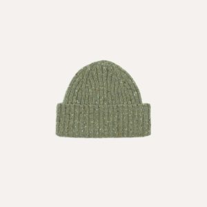 Light Green Donegal Ribbed Merino Knit Cap