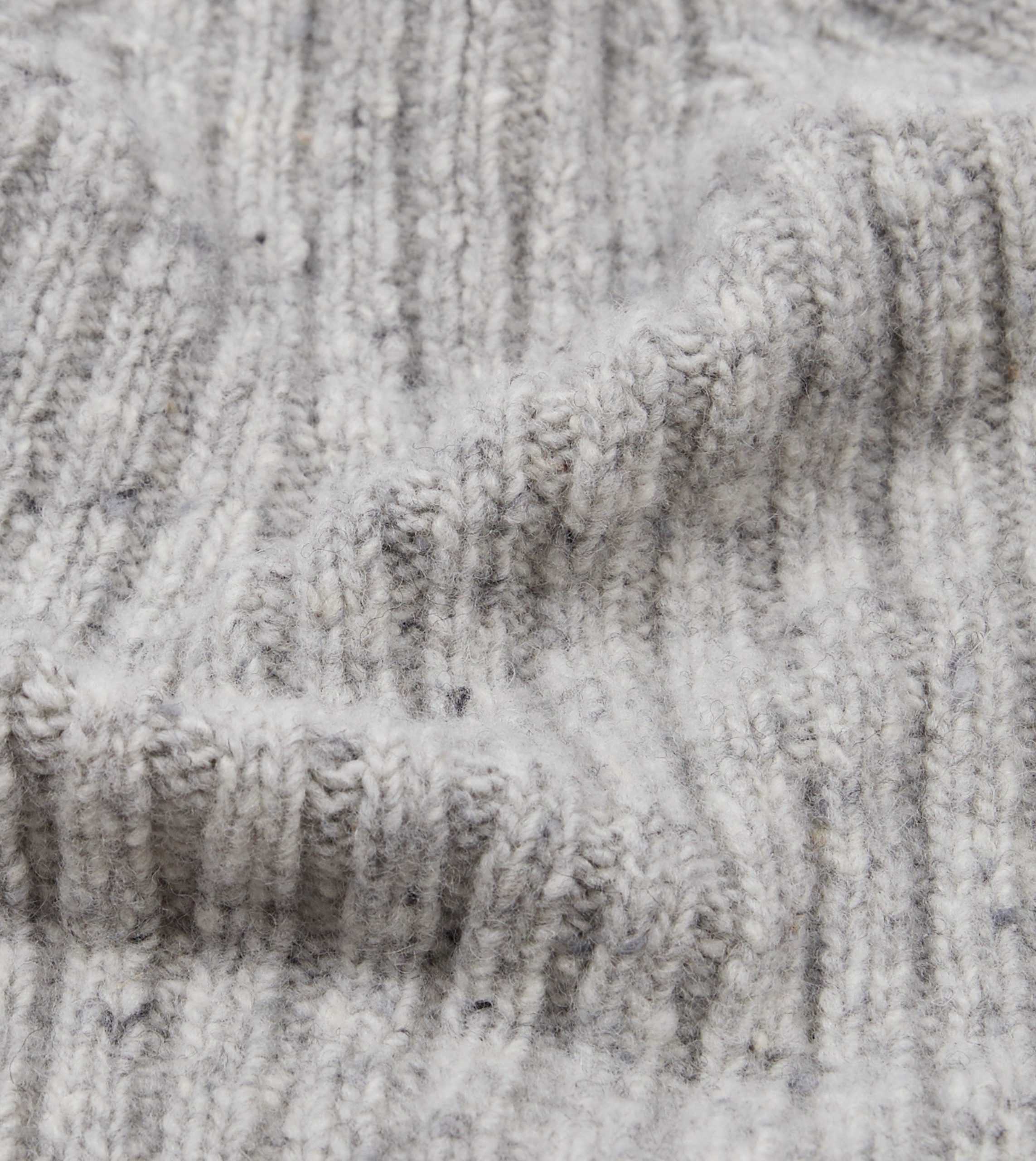 Light Grey Donegal Ribbed Merino Knit Cap - Image 2