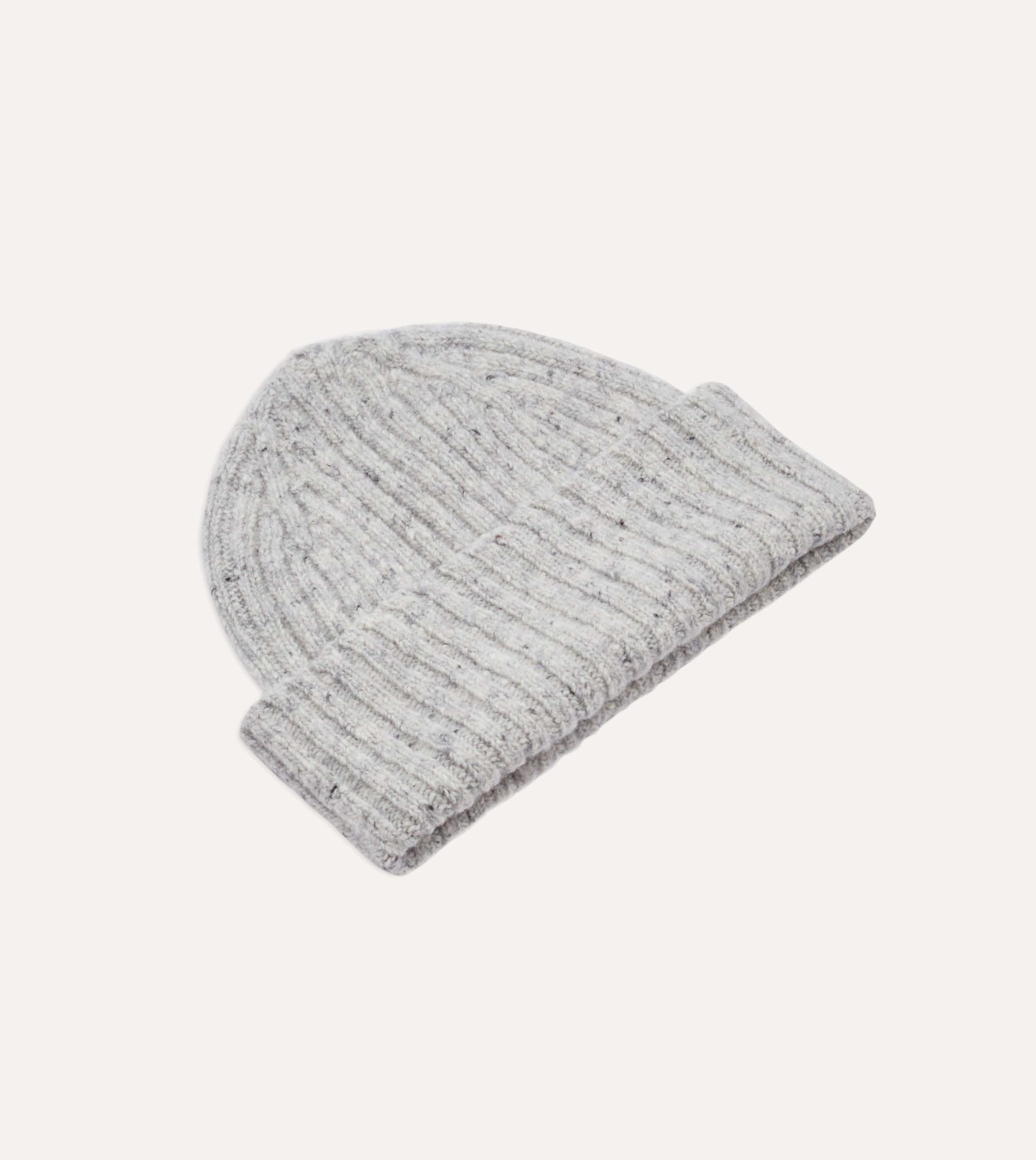 Light Grey Donegal Ribbed Merino Knit Cap - Image 4