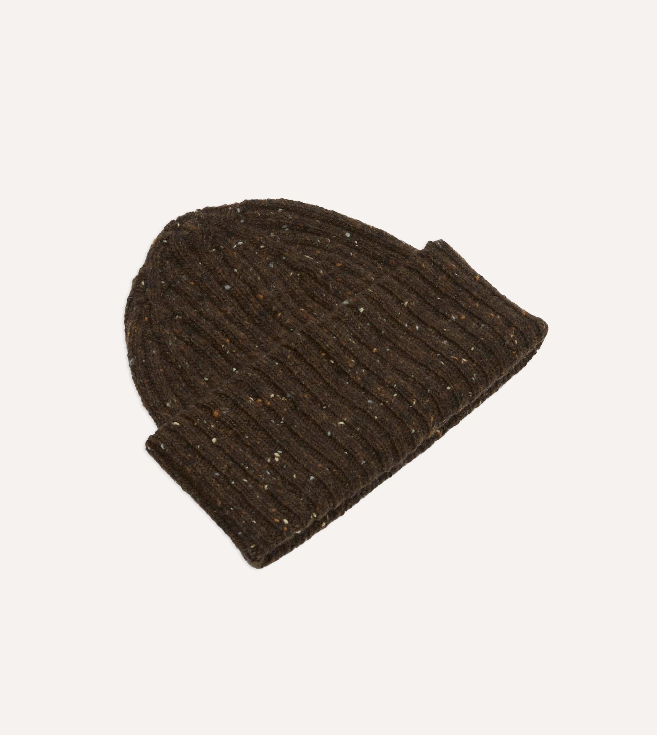 Brown Donegal Ribbed Merino Knit Cap - Image 4