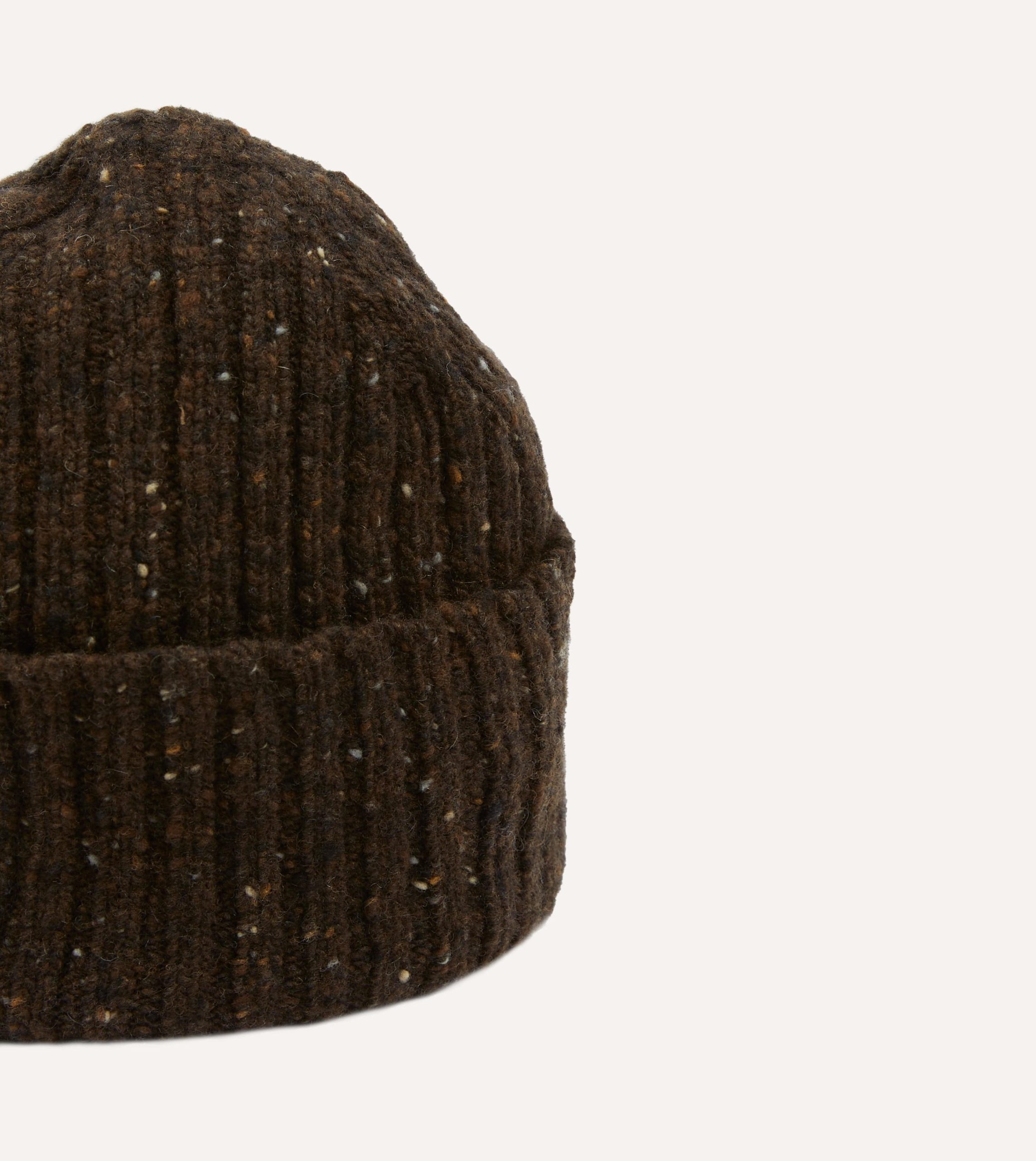 Brown Donegal Ribbed Merino Knit Cap - Image 3