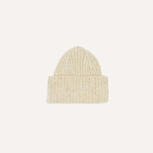Oatmeal Ribbed Merino Donegal Knit Cap