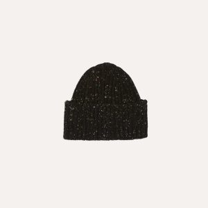 Dark Brown Donegal Ribbed Merino Knit Cap