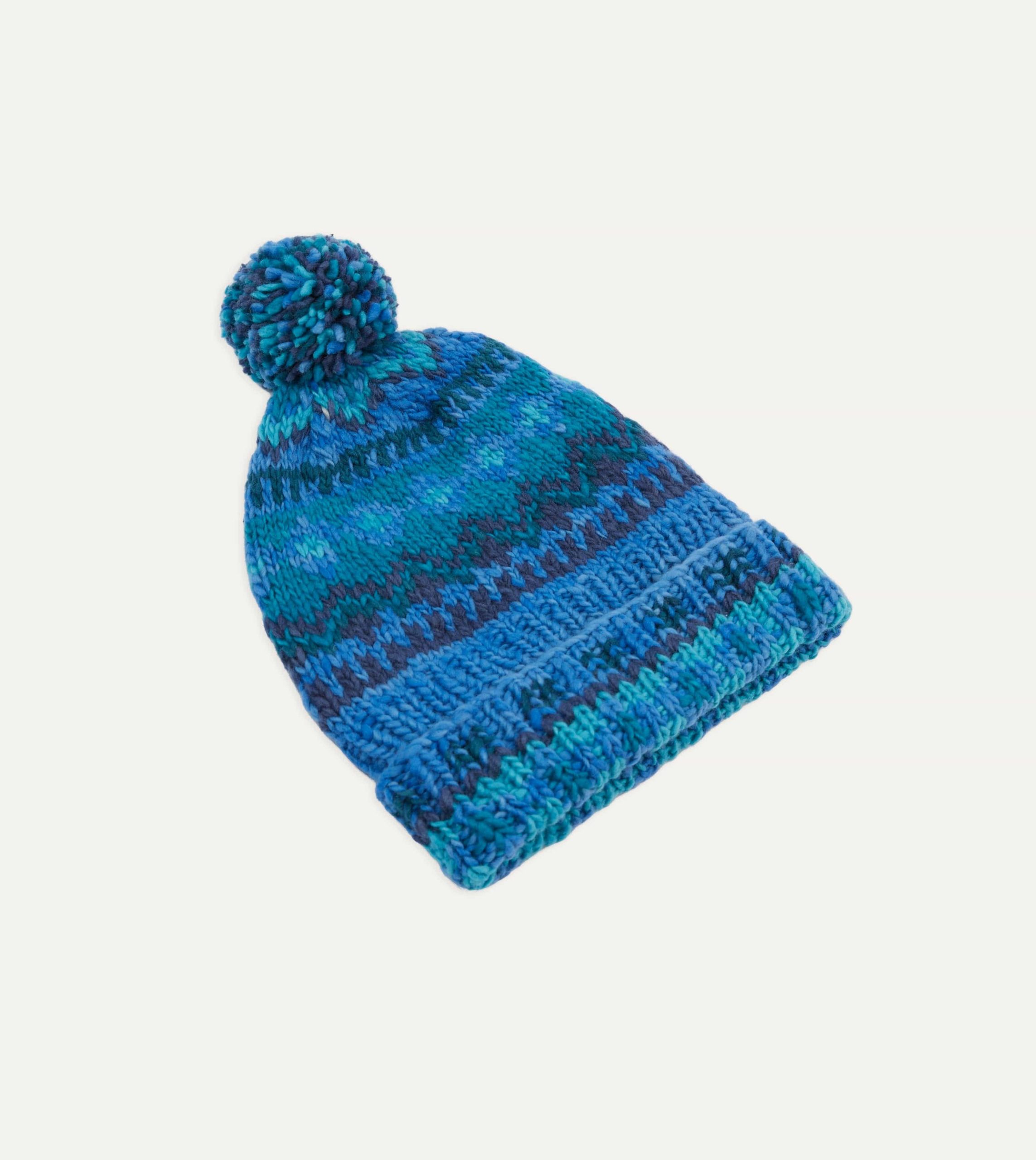 Chamula Blue Fairisle Merino Knit Cap - Image 4