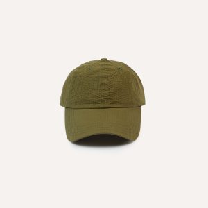 Green Seersucker Cotton Baseball Cap