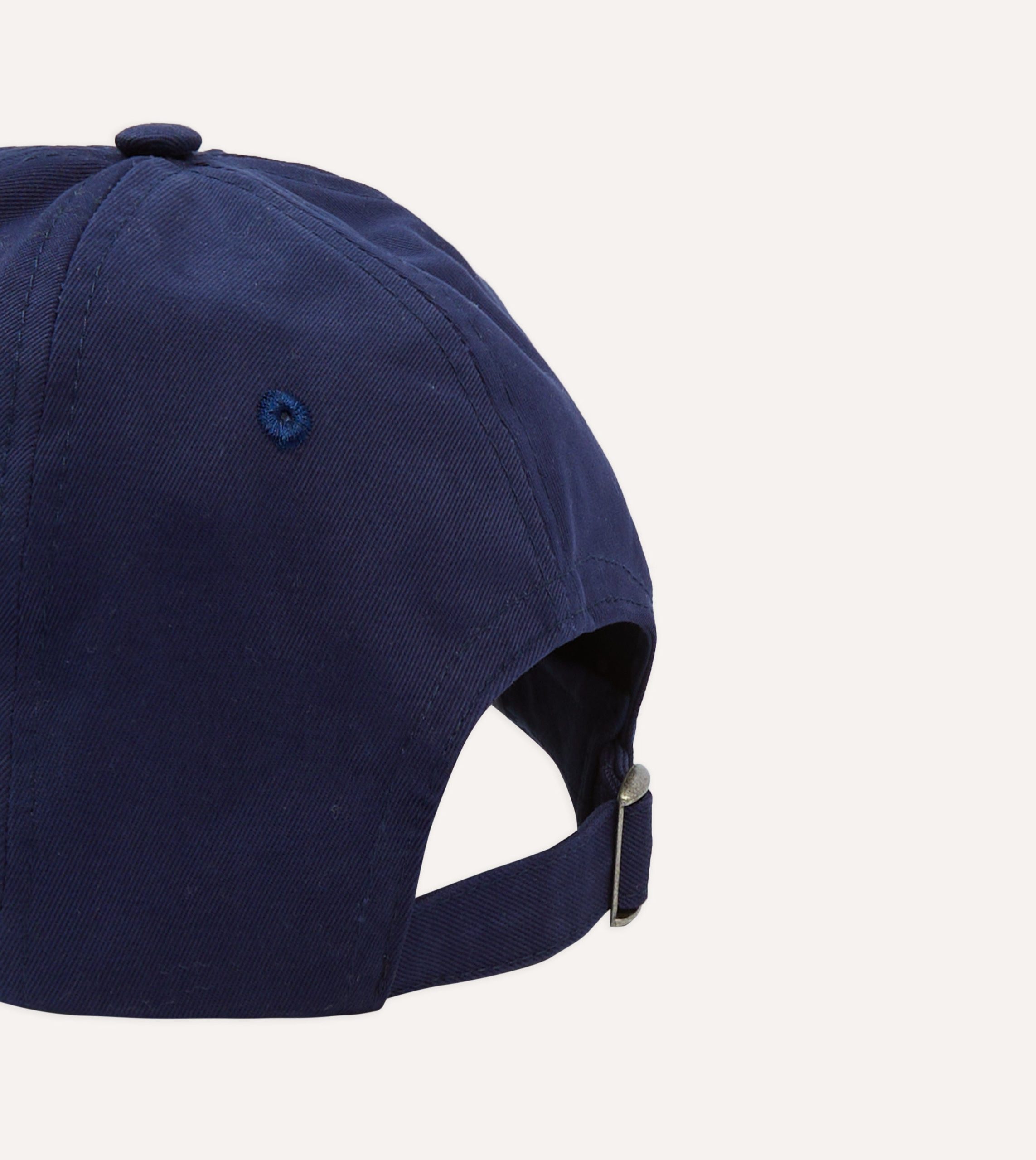 Navy Flower Emblem Cotton Baseball Cap - Image 2