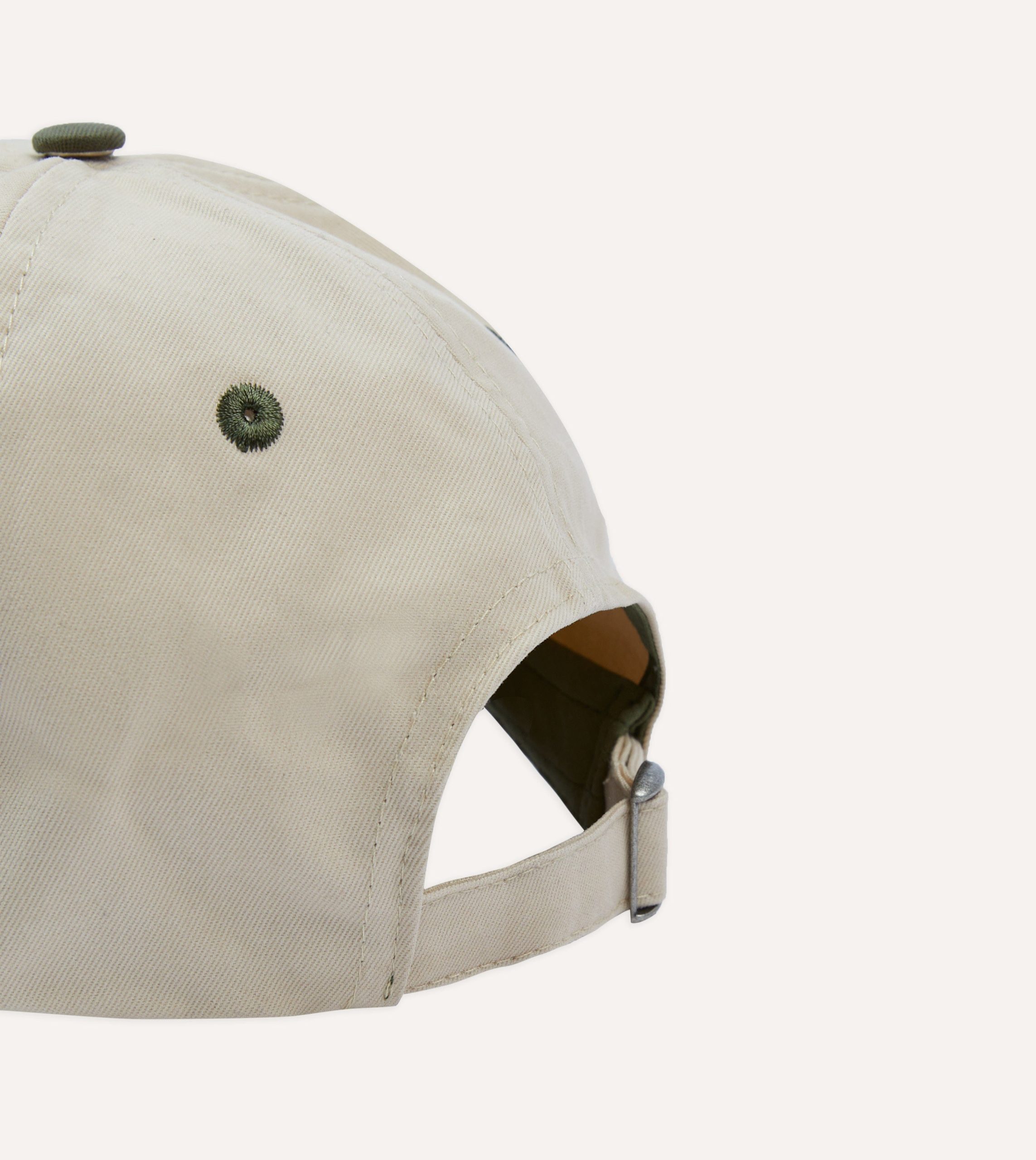 Ecru and Green Kantha Suns Emblem Cotton Baseball Cap - Image 2