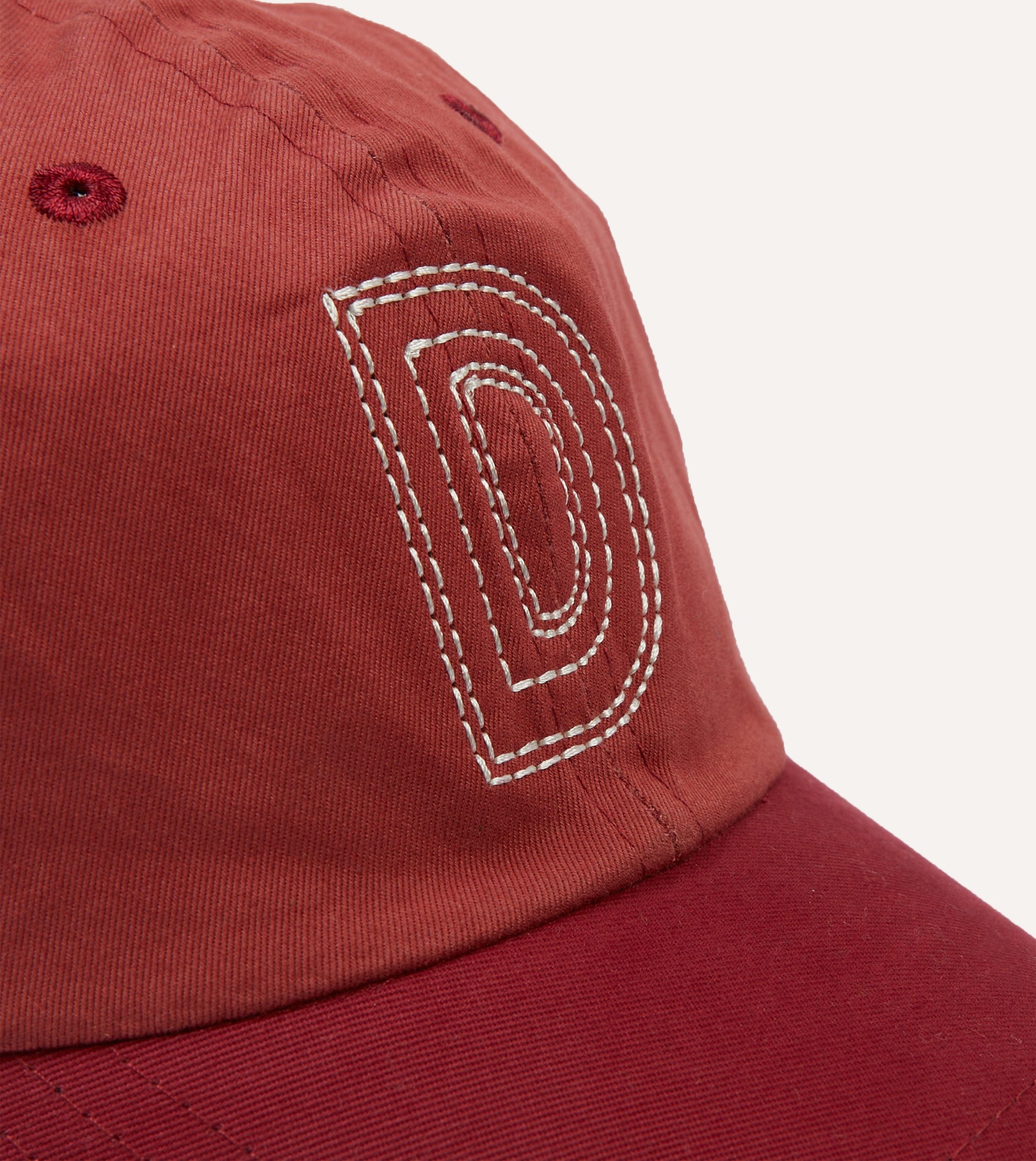 Red 'D' Emblem Seed Stitch Cotton Twill Baseball Cap - Image 3