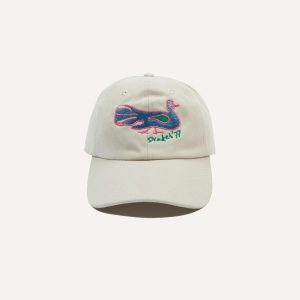 Ecru Peacock Emblem Cotton Baseball Cap