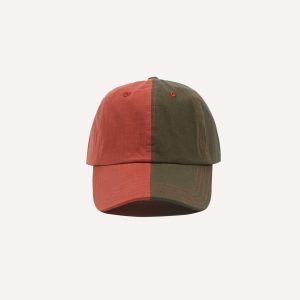 Olive and Red Two-Tone Ripstop Cotton Baseball Cap
