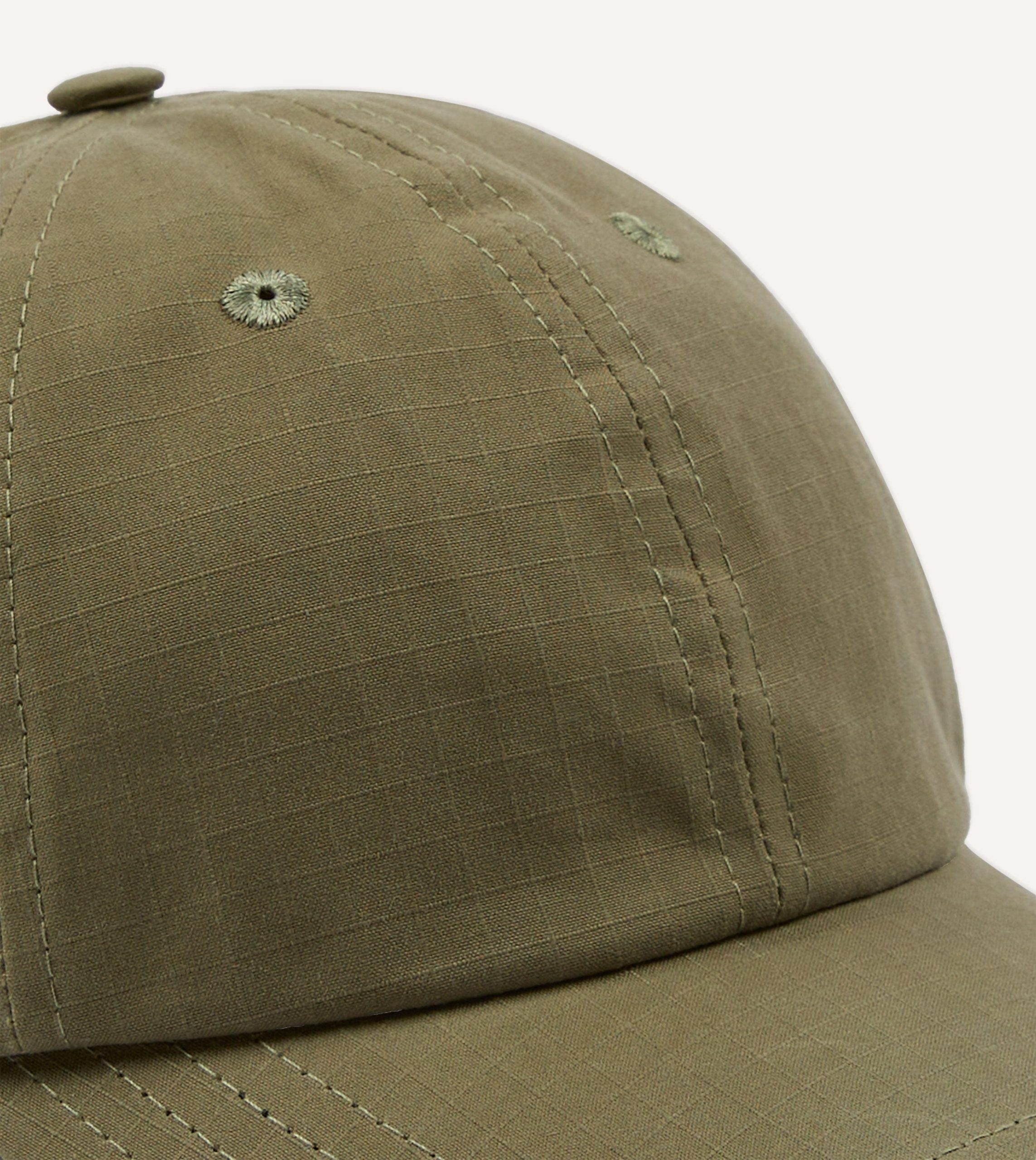Khaki Green Ripstop Cotton Baseball Cap - Image 3