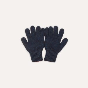 Navy Merino Wool Knitted Gloves