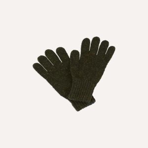 Olive Merino Wool Knitted Gloves