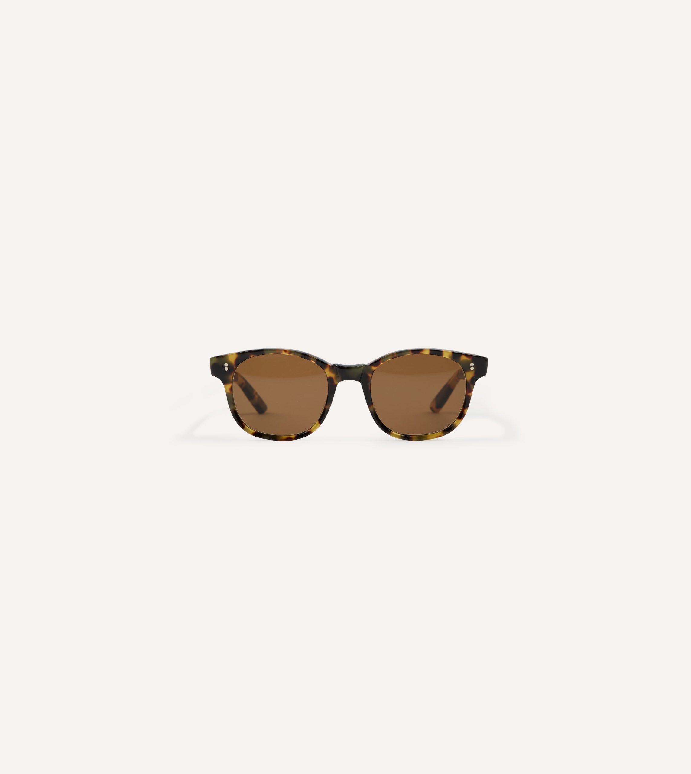 Drake's by Ransome Light Tortoiseshell Panto Frame Sunglasses