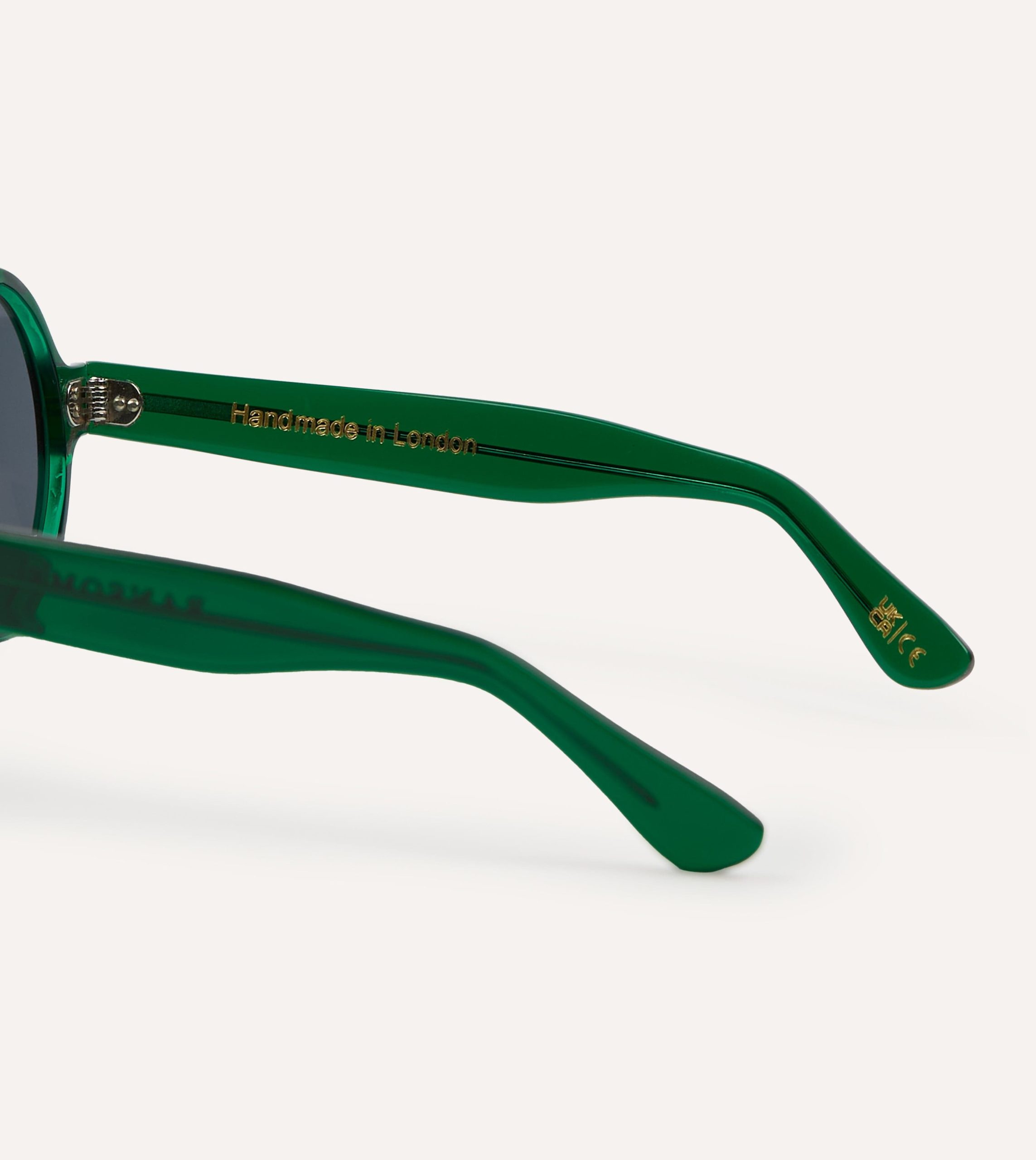 Drake's by Ransome Dark Green Round Frame Sunglasses - Image 4