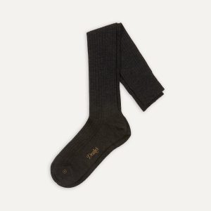 Dark Grey Wool Over-The-Calf Sock