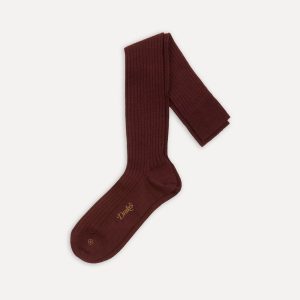 Burgundy Wool Over-The-Calf Socks