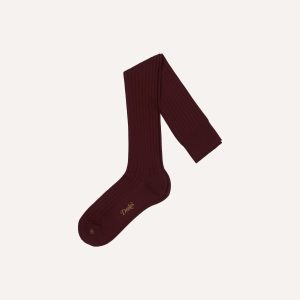 Burgundy Cotton Over-the-Calf Socks