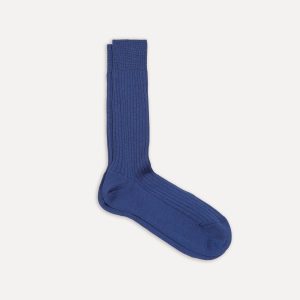 Blue Wool Mid-Calf Socks