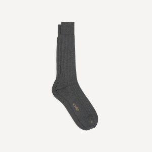 Charcoal Cotton Mid-Calf Socks