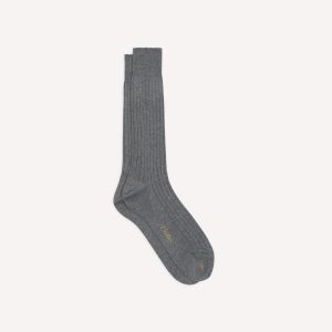 Grey Cotton Mid-Calf Socks