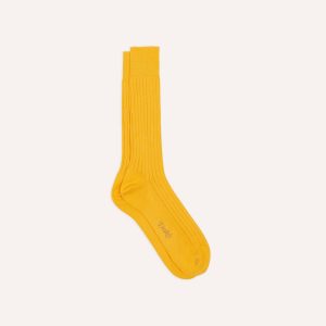 Yellow Cotton Mid-Calf Socks
