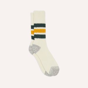 RoToTo Green and Yellow Cotton Crew Socks