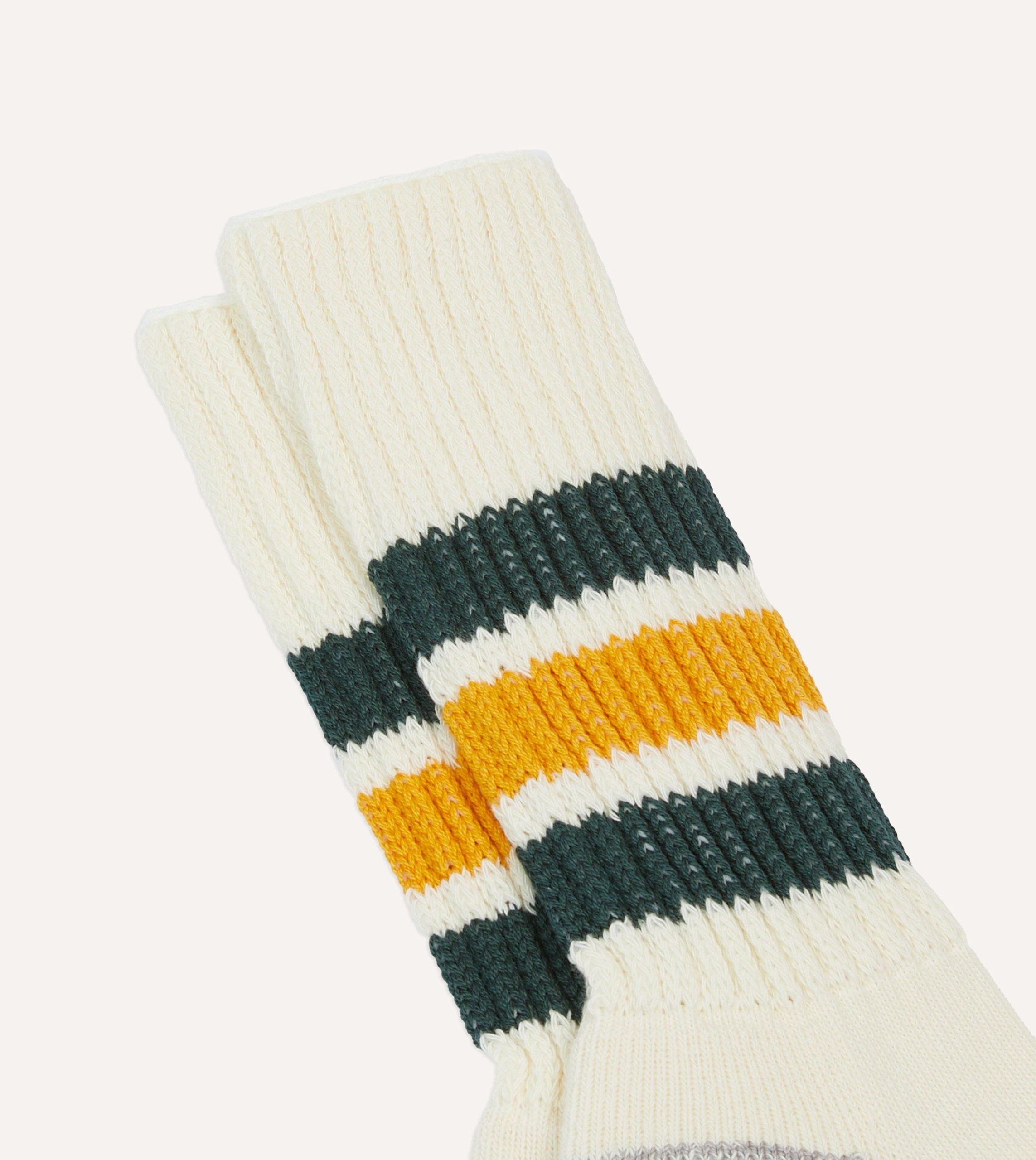 RoToTo Green and Yellow Cotton Crew Socks - Image 3
