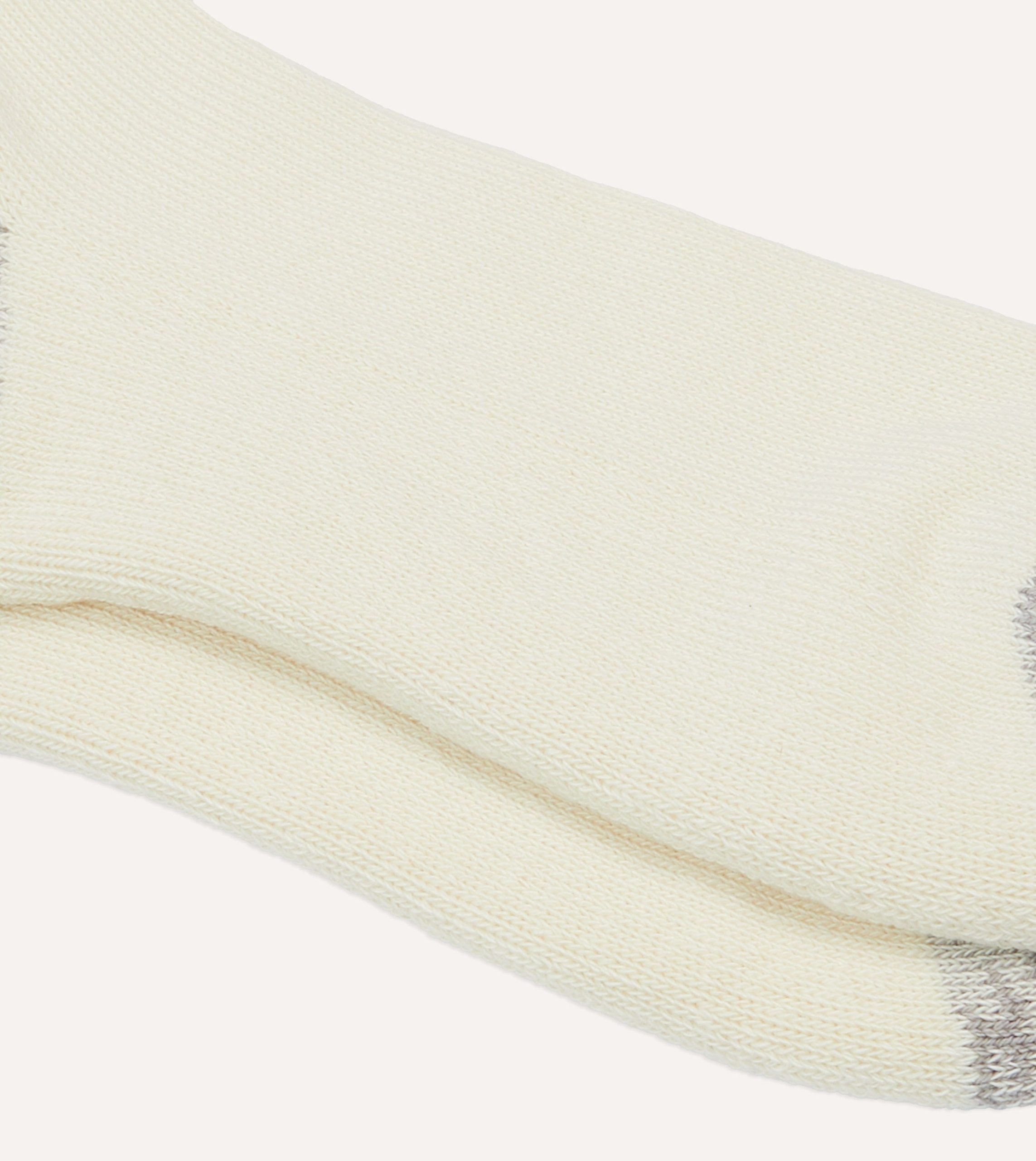 RoToTo Green and Grey Cotton Crew Socks - Image 2