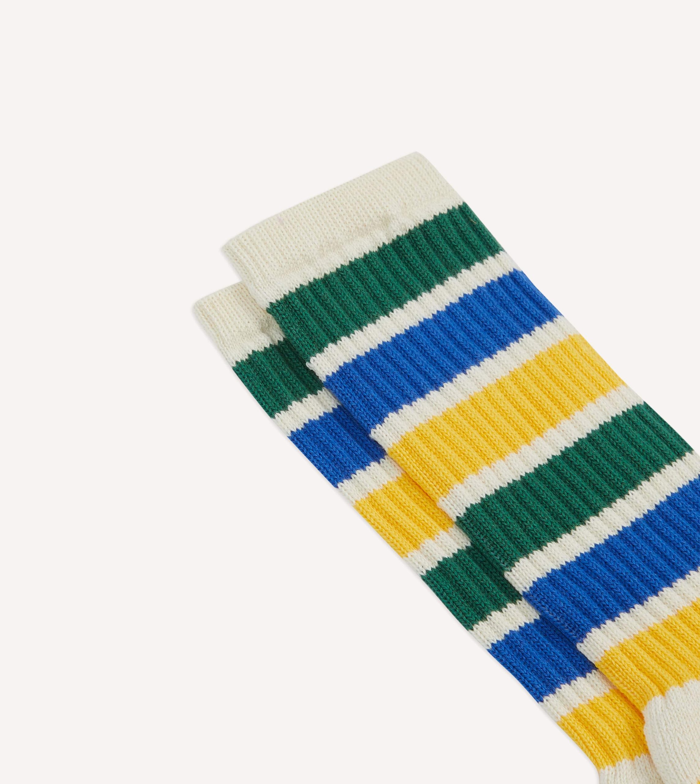 Ecru Multi 6 Stripe Cotton Sports Sock - Image 3