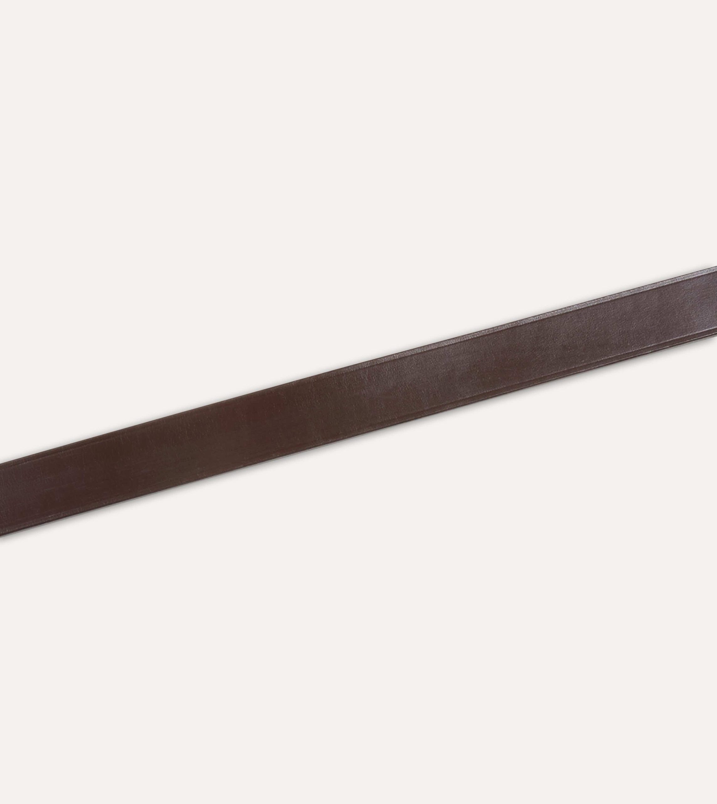 Dark Brown Unlined Bridle Leather Belt with Brass Buckle - Image 4