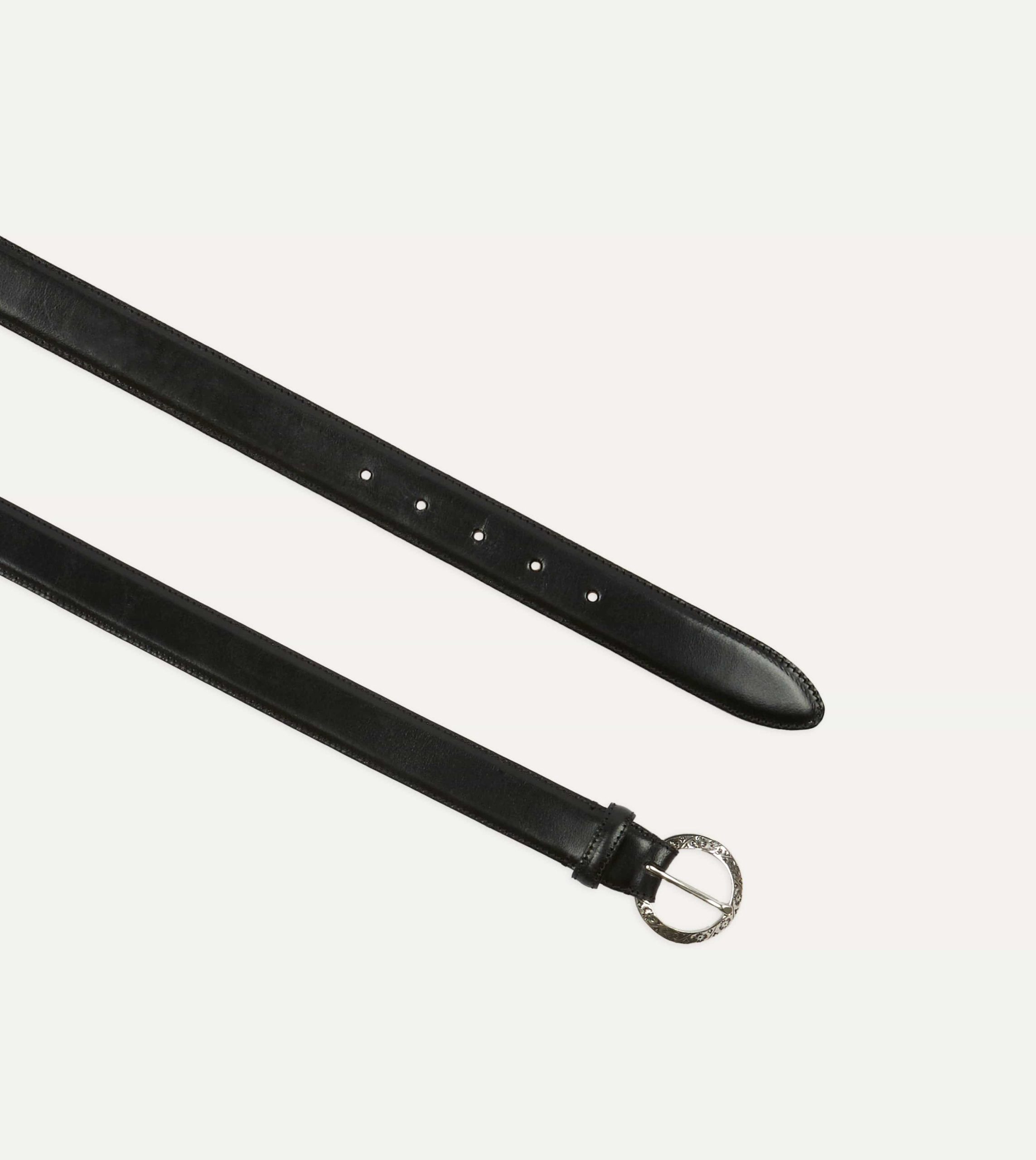 Black Bridle Calf Leather Western Belt - Image 2