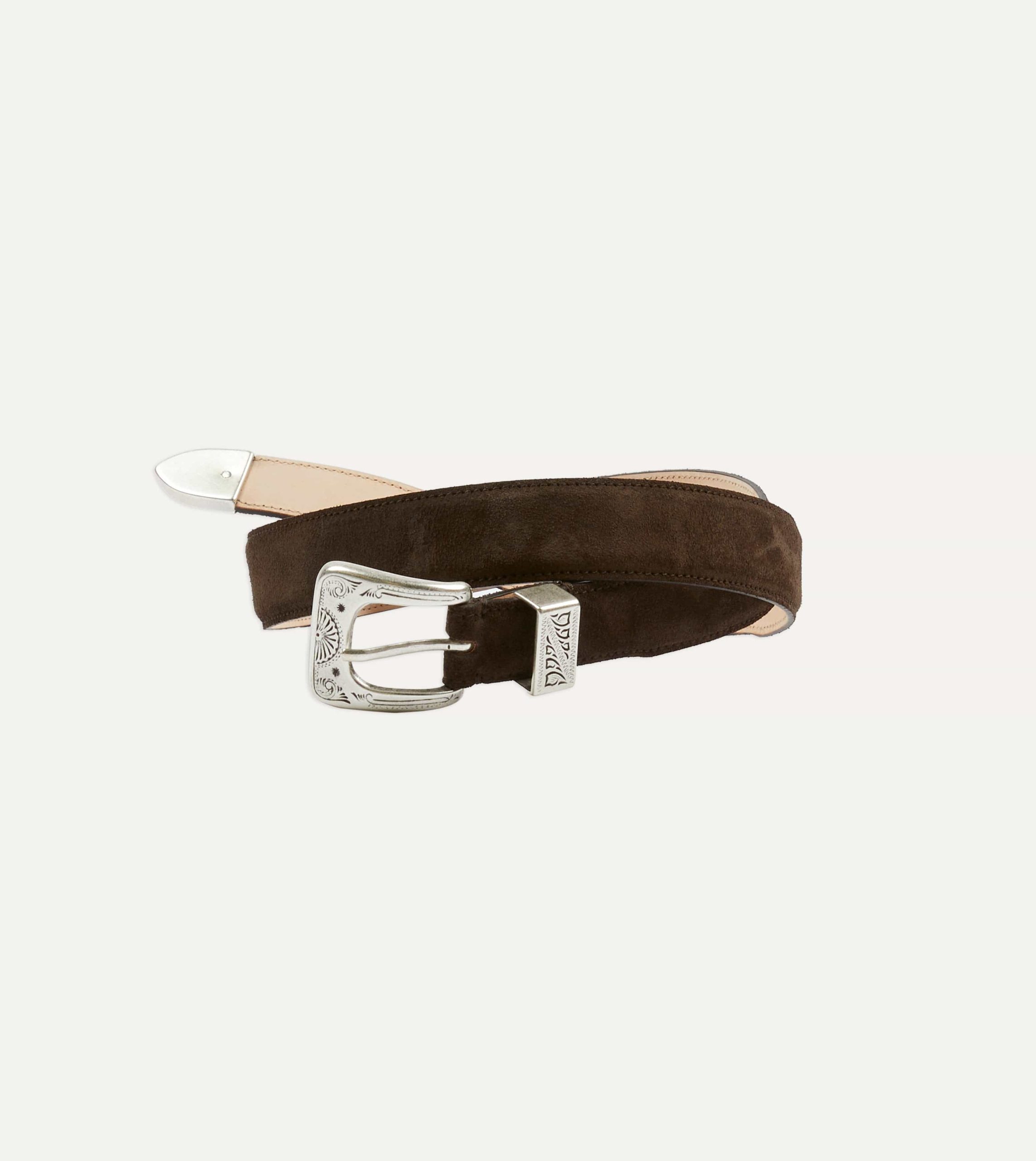 Dark Brown Suede Western Belt - Image 6