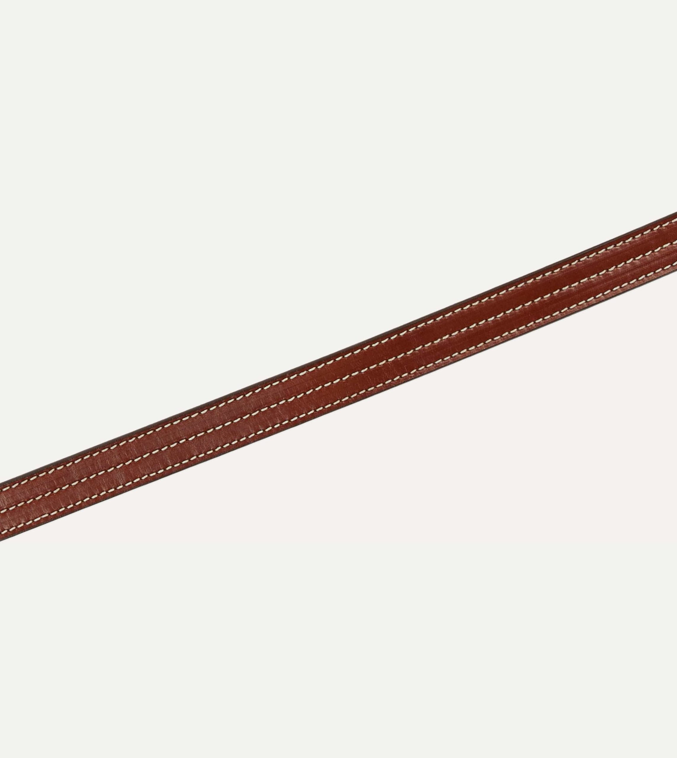Yuketen Brown Triple Stitched Leather Belt - Image 3