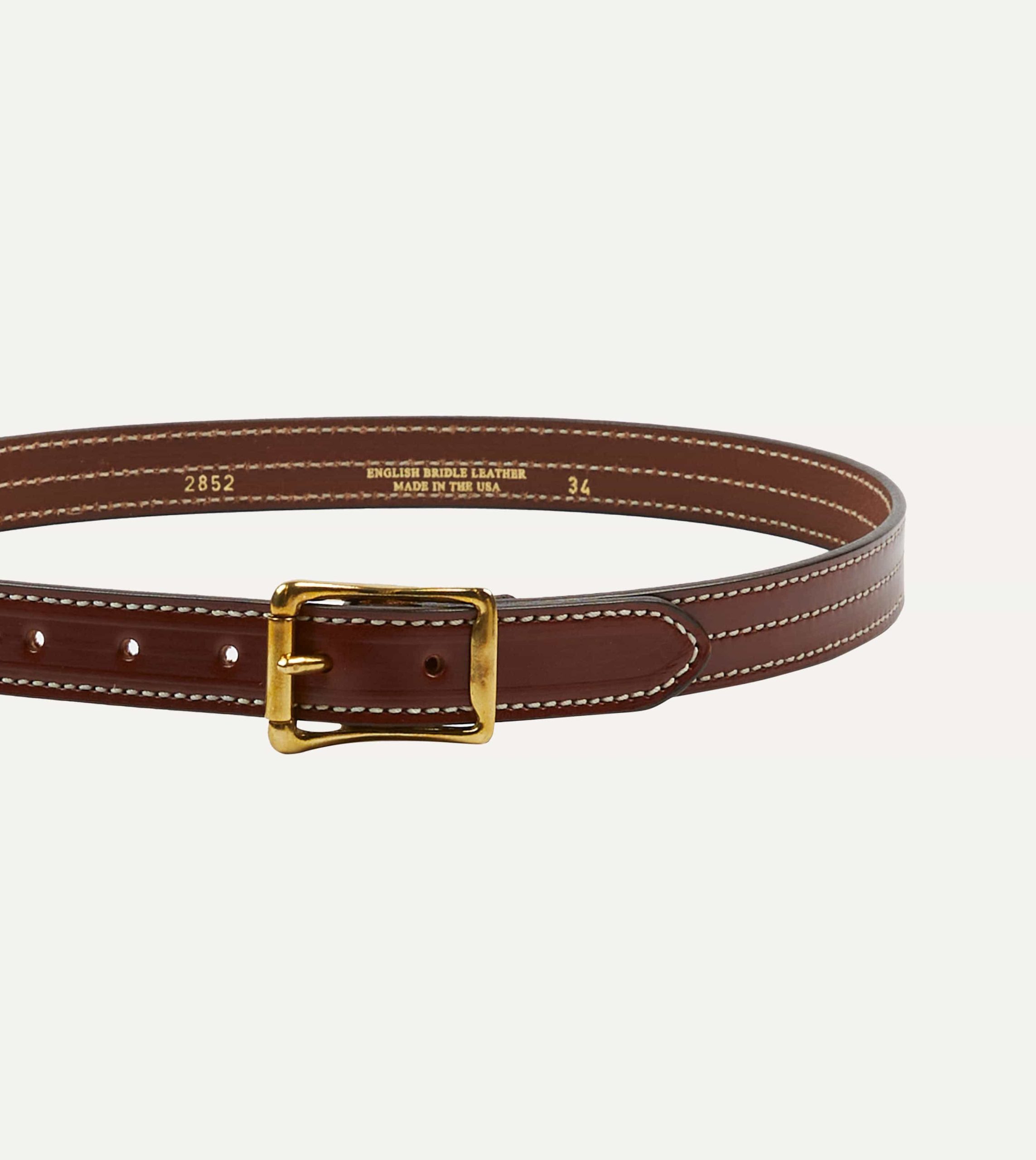 Yuketen Brown Triple Stitched Leather Belt - Image 4