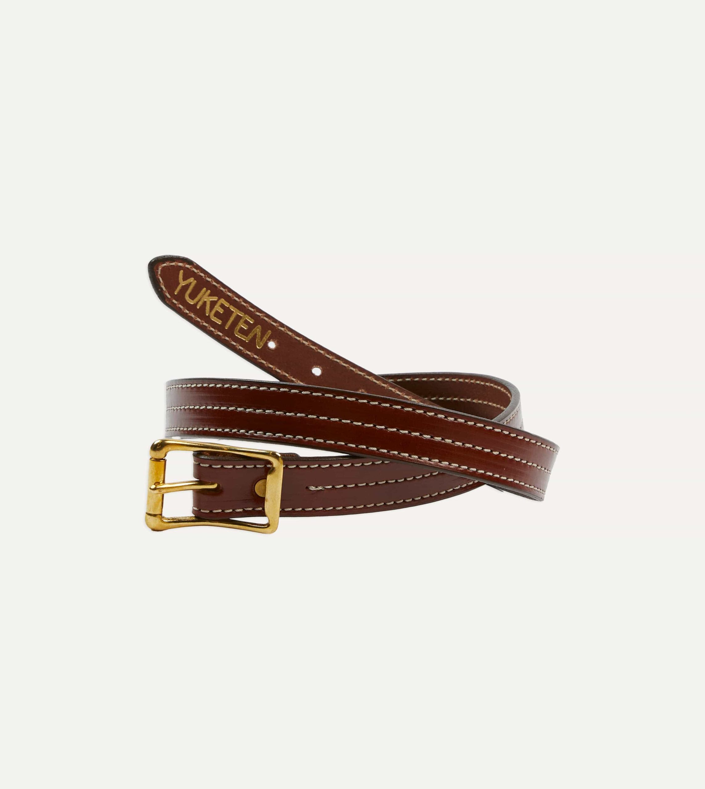 Yuketen Brown Triple Stitched Leather Belt - Image 5