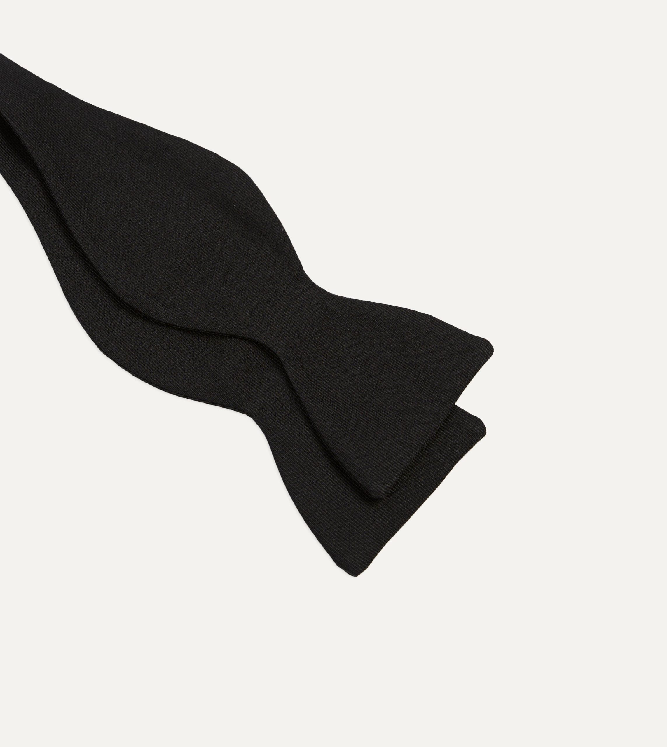 Black Self-Tie Silk Butterfly Bow Tie - Image 2