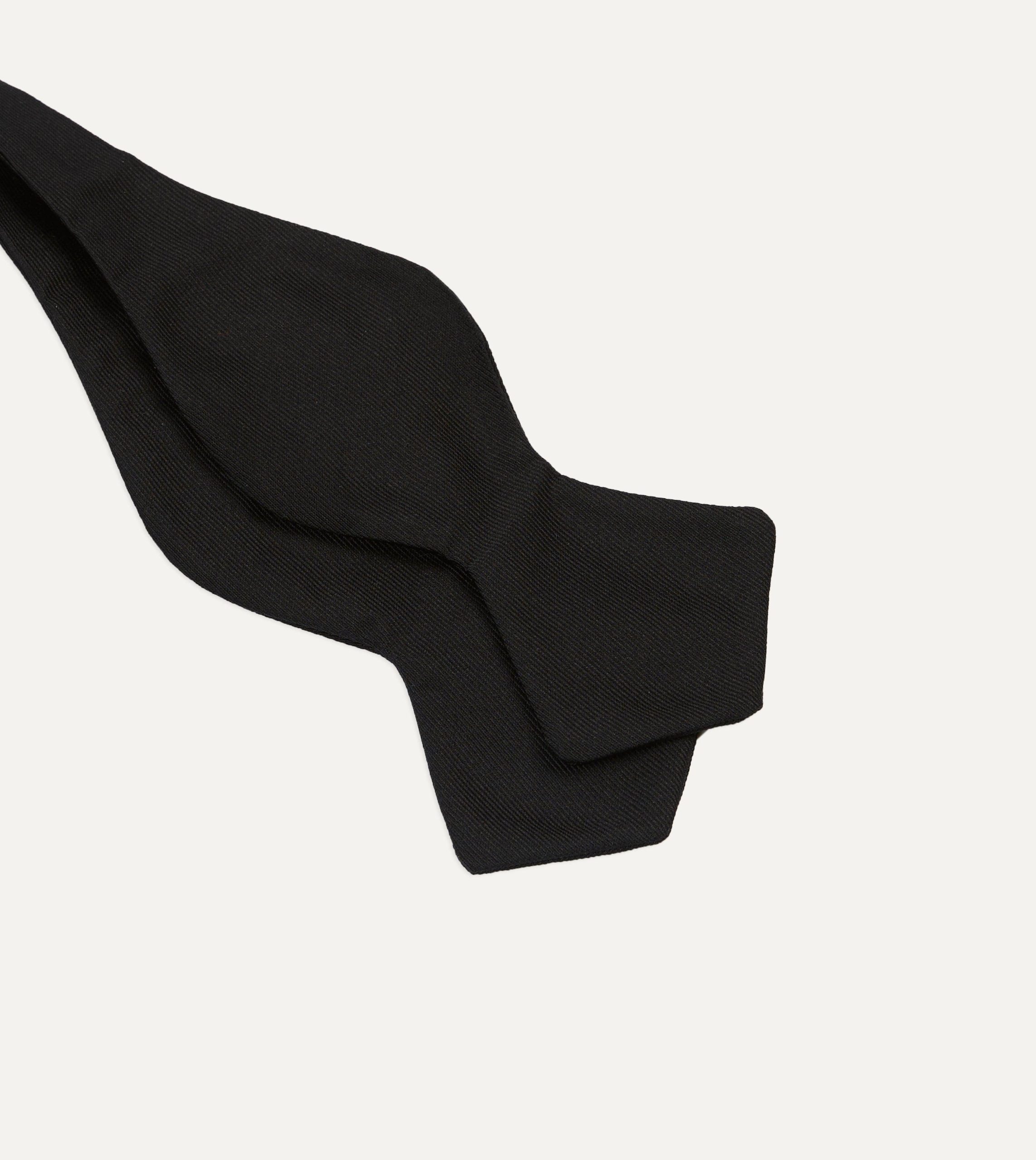 Black Self-Tie Silk Batwing Bow Tie - Image 2