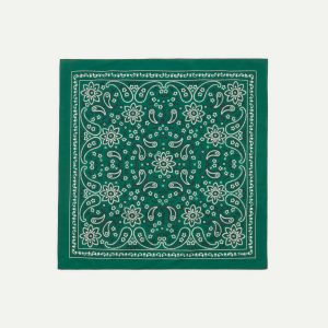 Green Paisley Print Cotton Bandana