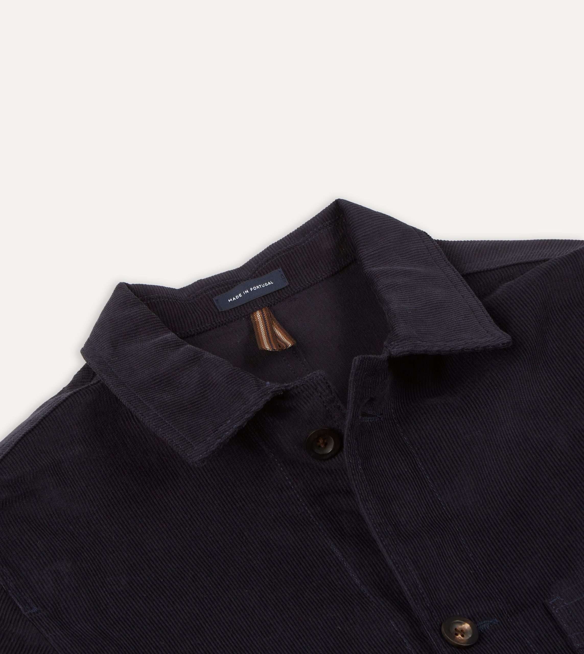 Navy Japanese Selvedge Corduroy Five-Pocket Chore Jacket - Image 3