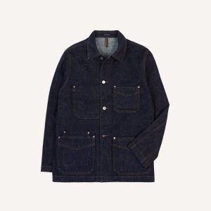 Indigo Rinse Denim Five-Pocket Chore Jacket