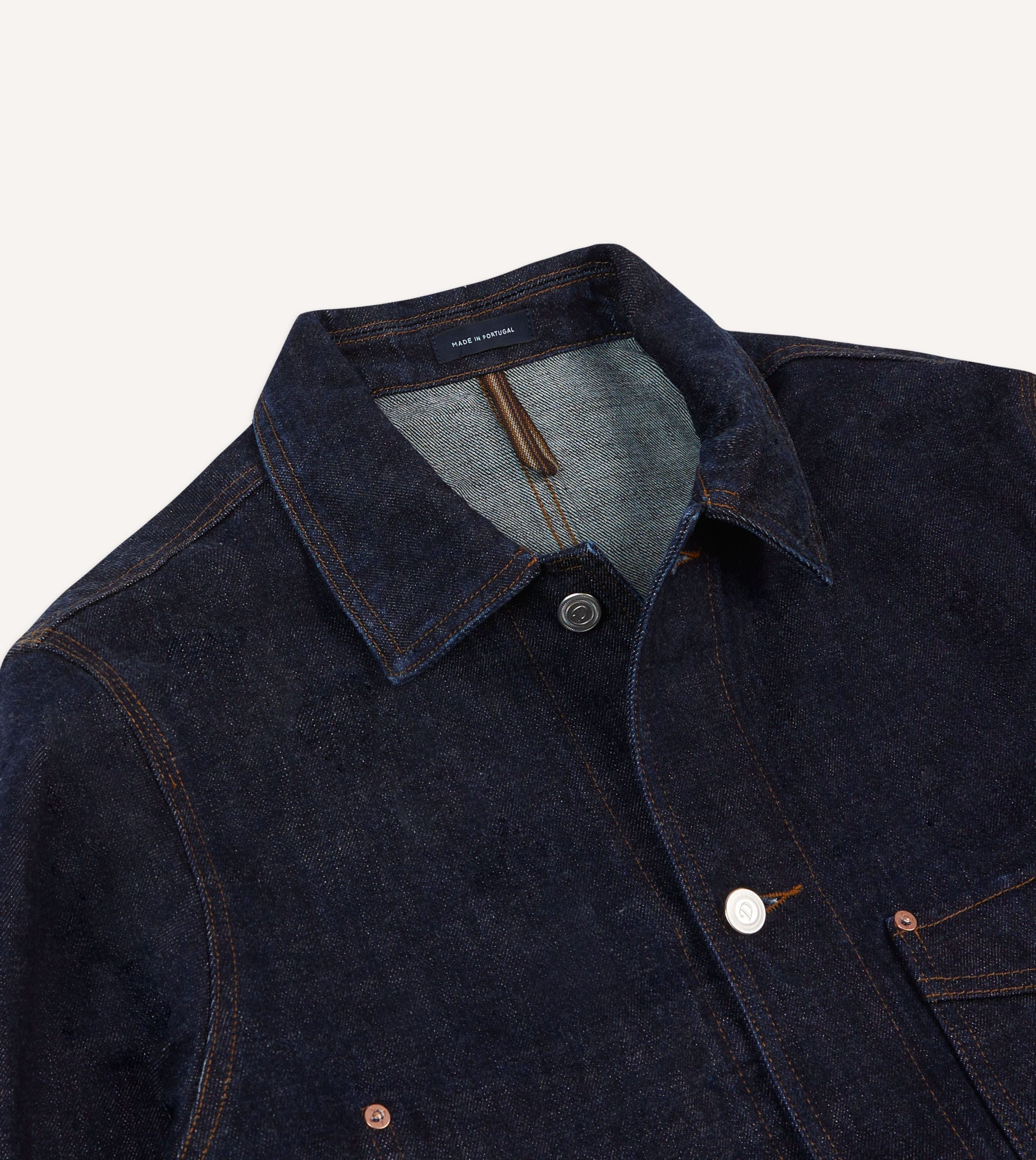 Indigo Rinse Denim Five-Pocket Chore Jacket - Image 6