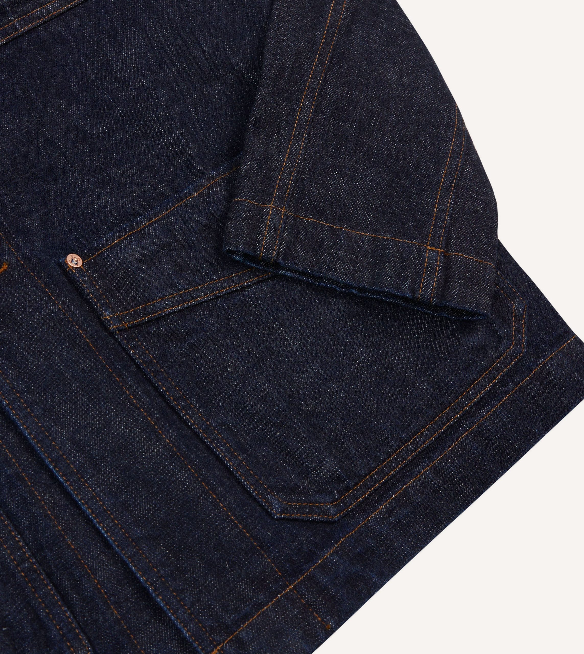 Indigo Rinse Denim Five-Pocket Chore Jacket - Image 4