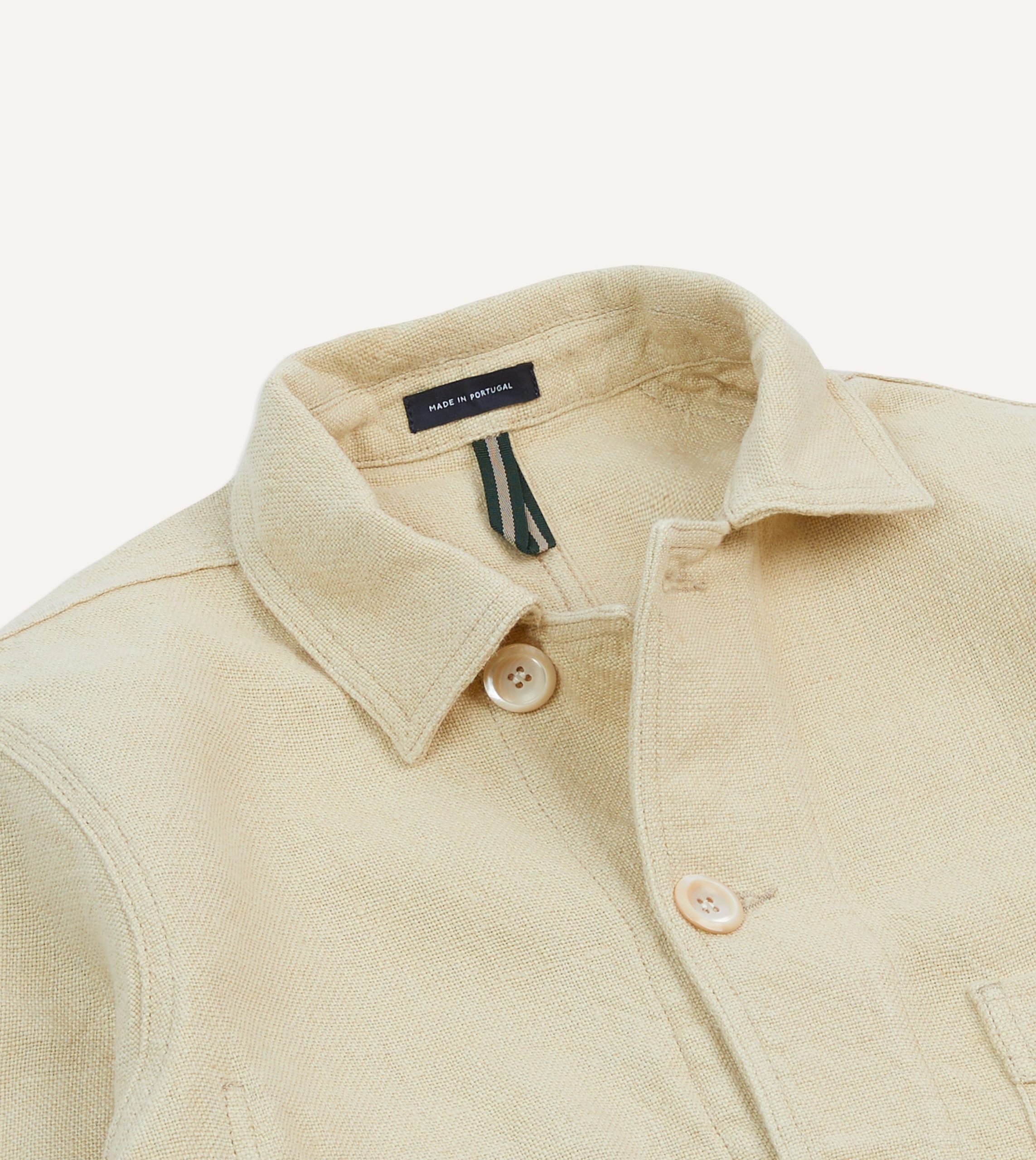 Ecru Linen Five-Pocket Chore Jacket - Image 3