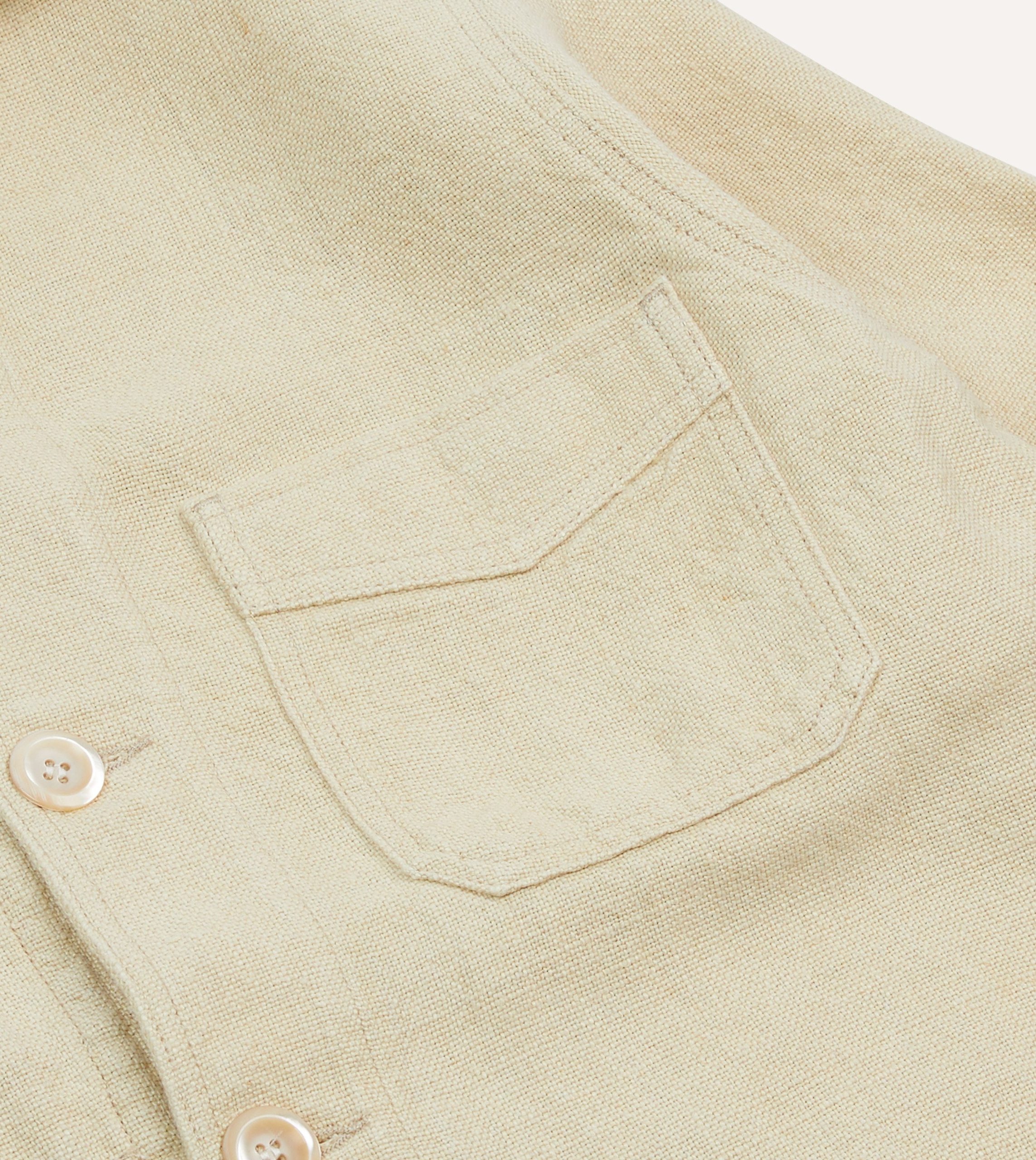 Ecru Linen Five-Pocket Chore Jacket - Image 4
