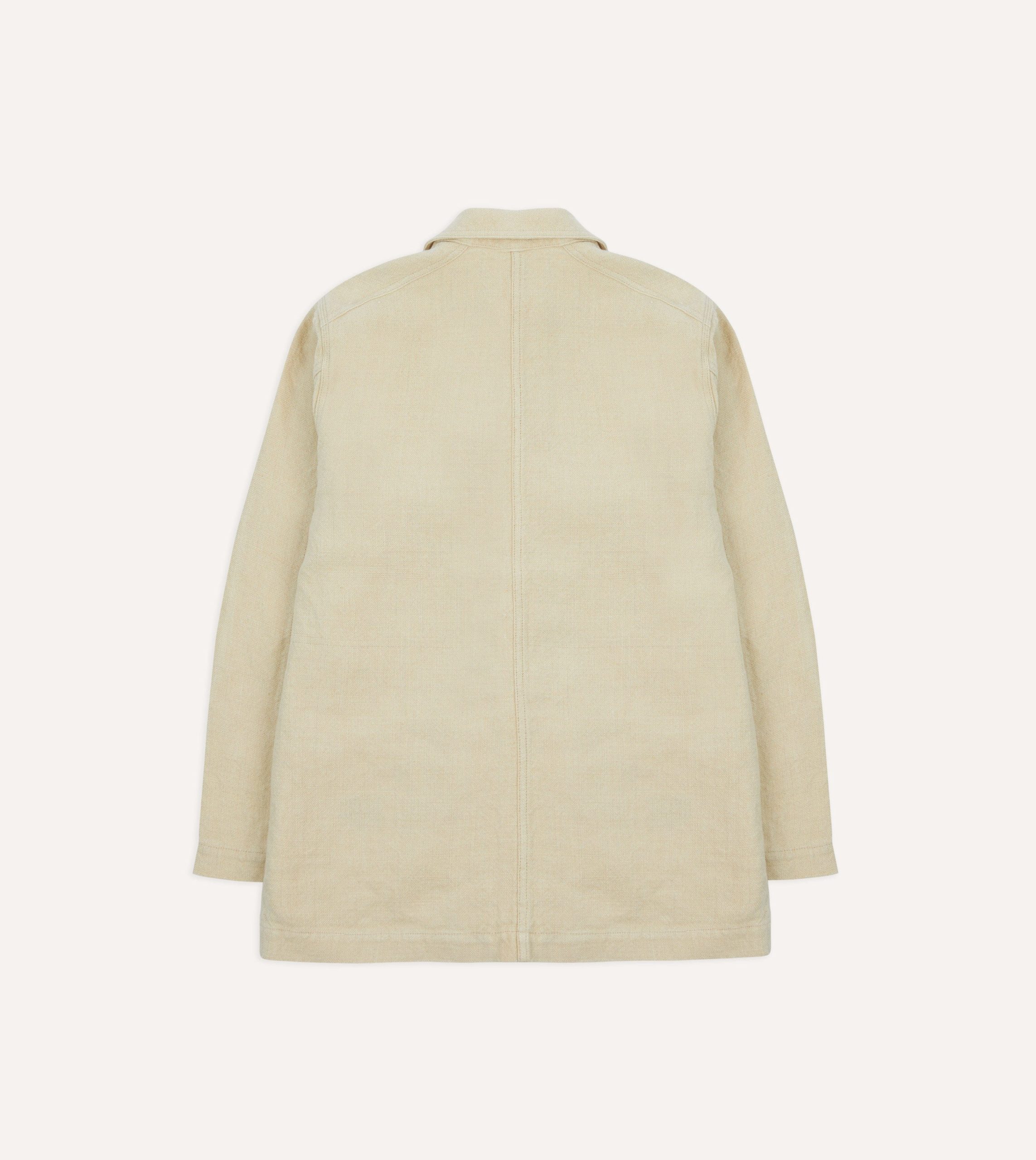 Ecru Linen Five-Pocket Chore Jacket - Image 8