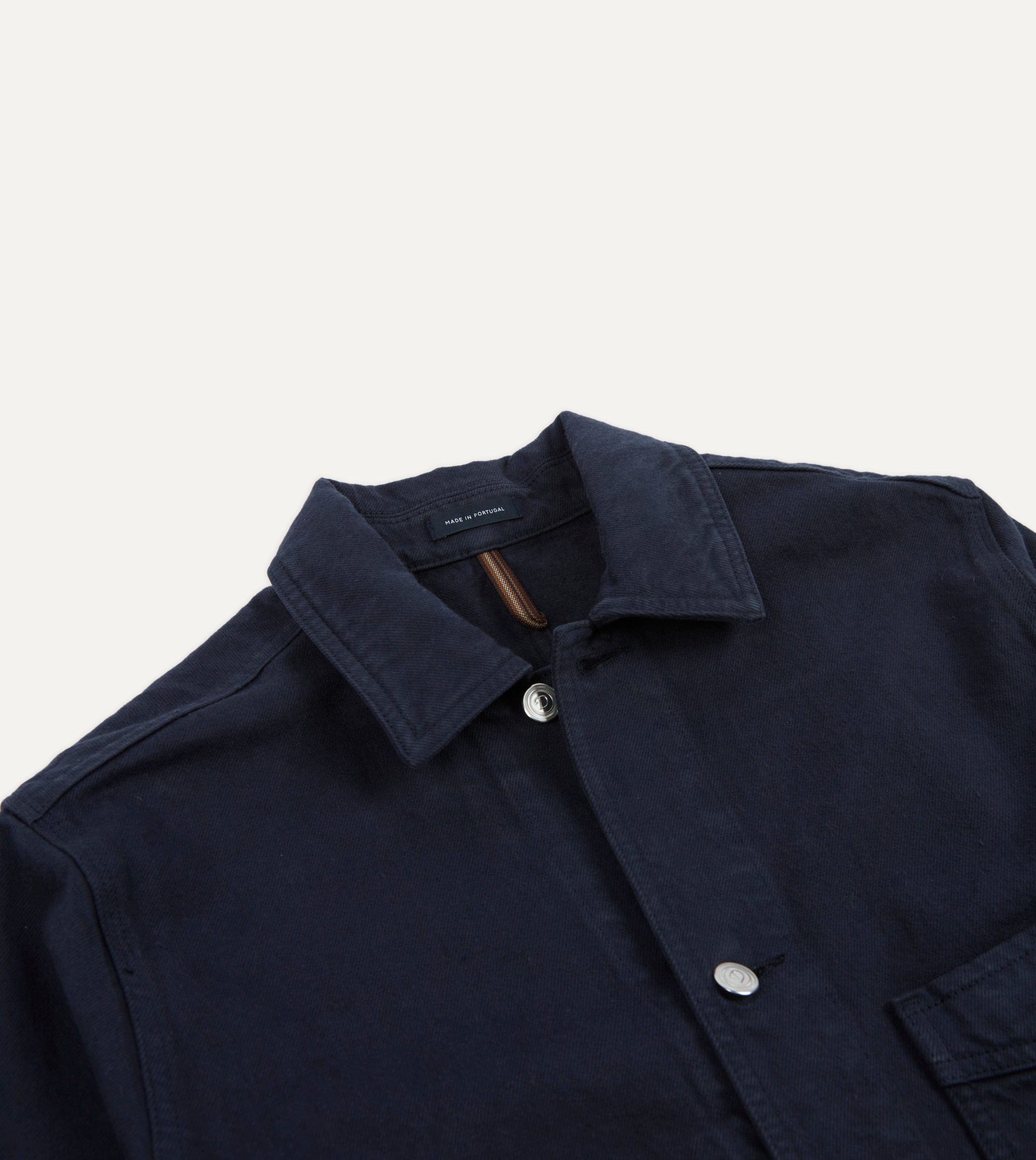 Navy Heavy Twill Cotton Five-Pocket Chore Jacket - Image 3
